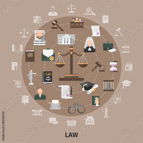 Law Icons Round Composition