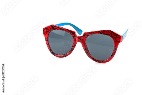 old fashion orange and blue sunglasses isolated