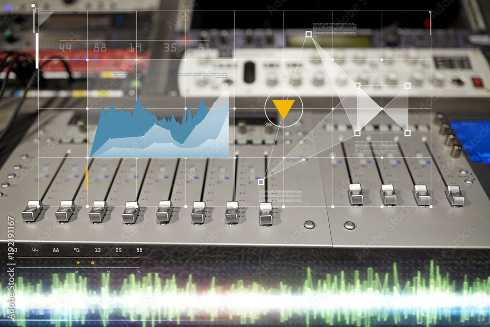music mixing console at sound recording studio music mixing console at sound recording studio