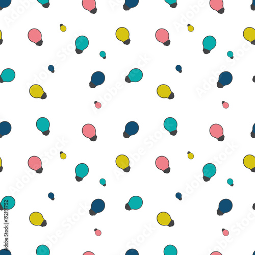 Seamless pattern with bulb of fresh colors on a white background. Vector repeating texture.