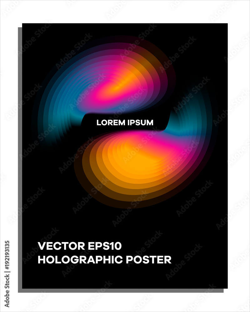 Hologram abstract poster template. Gradient trendy design.
