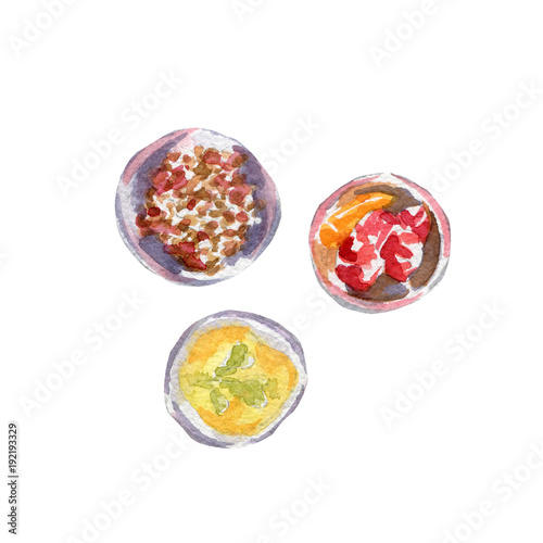 Seafood snacks - Watercolor Food Collection on white