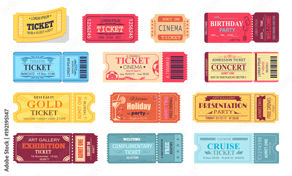 Ticket and Presentation Party Vector Illustration