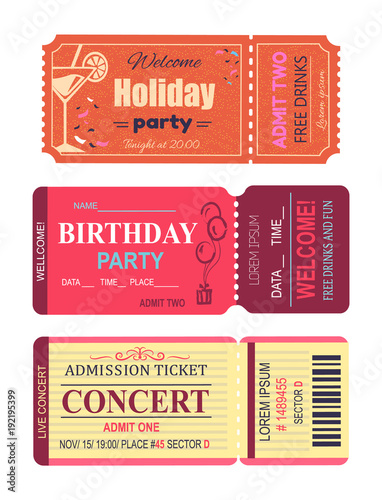 Welcome Holiday Party Set Vector Illustration