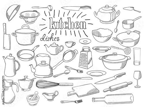 Large set of dishes.