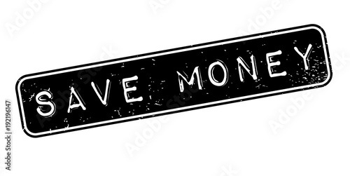Save Money rubber stamp. Grunge design with dust scratches. Effects can be easily removed for a clean, crisp look. Color is easily changed.