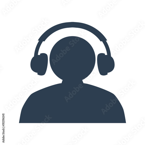 man with headphones on white background.