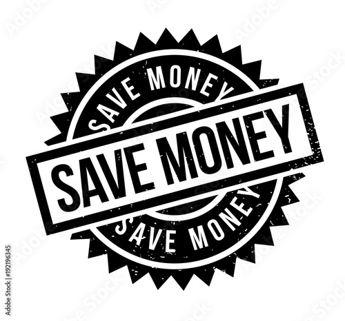 Save Money rubber stamp. Grunge design with dust scratches. Effects can be easily removed for a clean, crisp look. Color is easily changed.