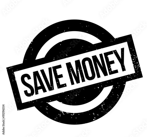 Save Money rubber stamp. Grunge design with dust scratches. Effects can be easily removed for a clean, crisp look. Color is easily changed.