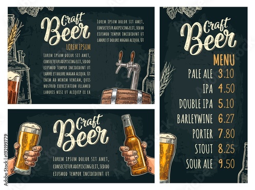 Poster and price menu. Craft Beer lettering