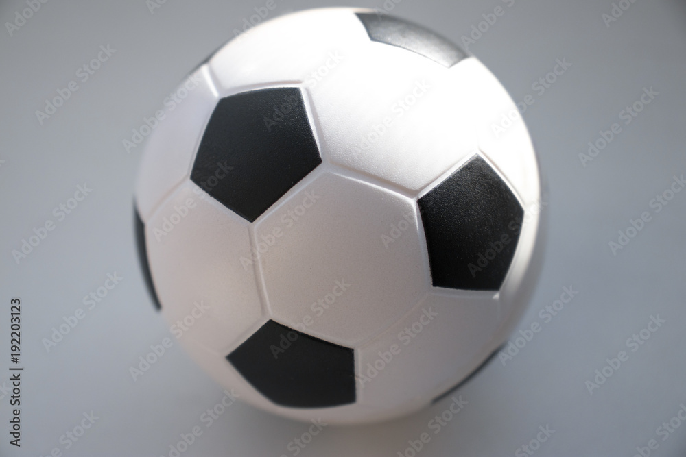Soccer ball, black and white close-up
