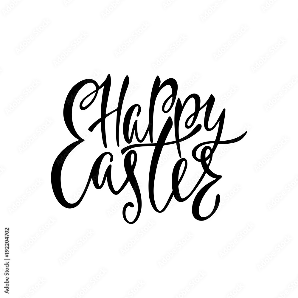 Happy Easter greeting card. Handwritten vector lettering text. Calligraphic phrase.
