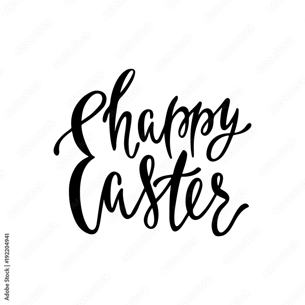 Happy Easter greeting card. Handwritten vector lettering text. Calligraphic phrase. Happy Easter greeting card. Handwritten vector lettering text. Calligraphic phrase.