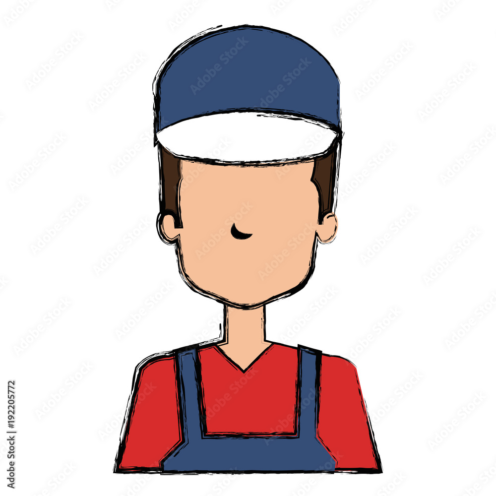 mechanic worker avatar character vector illustration design