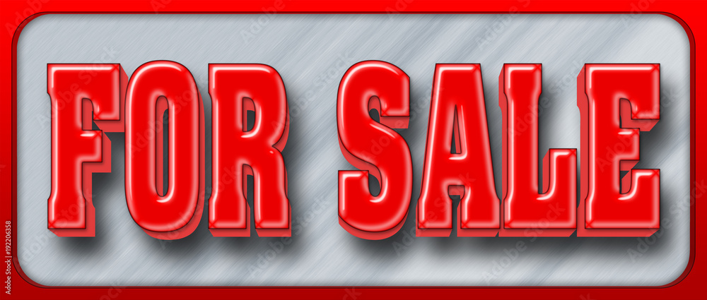 Stock Illustration - Red Bold Text FOR SALE, 3D Illustration, Steel Background. Stock Illustration - Red Bold Text FOR SALE, 3D Illustration, Steel Background.