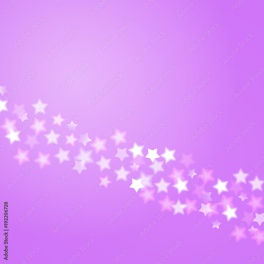 Vector abstract lilac background with boken lights and stars.