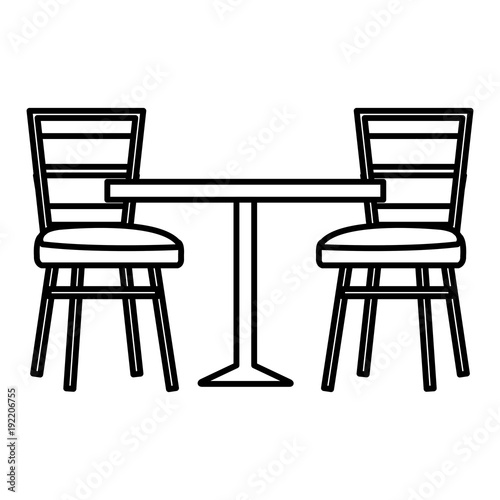 restaurant table and chairs vector illustration design