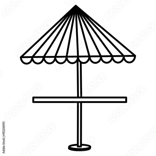 restaurant table with parasol vector illustration design