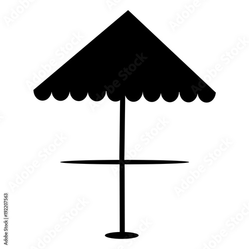 restaurant table with parasol vector illustration design