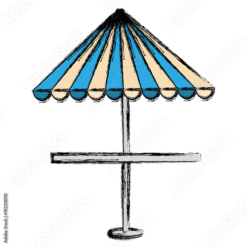 restaurant table with parasol vector illustration design