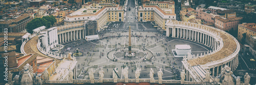 Canvas Print Vatican city aerial view from above panorama of old cityscape St Peters Square, Rome, Italy