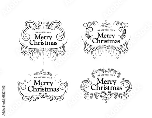 Christmas vintage style logo collection. Vector illustration.