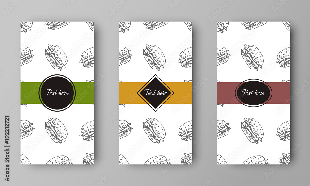 vector design of leaflet cover with print of burger pattern