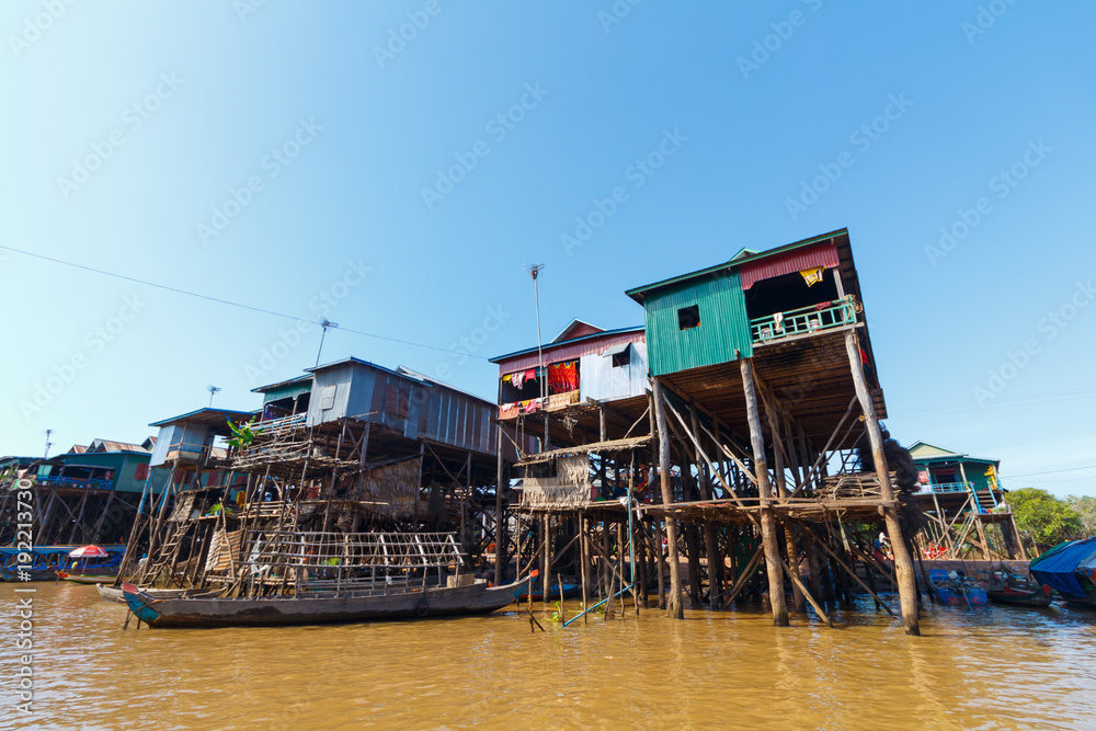 houses at Kampong Phluk in dry season houses at Kampong Phluk in dry season