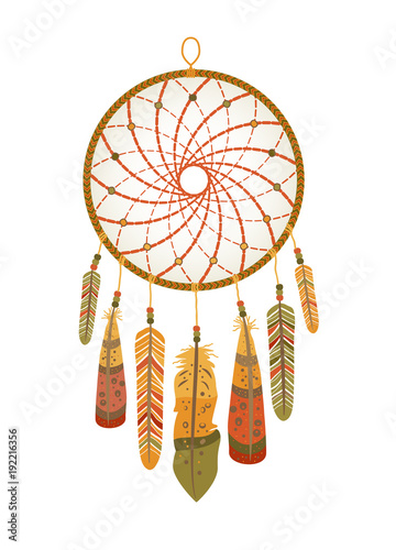dream catcher with colored feathers
