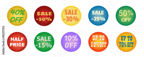 Balls with promotional offers, seasonal sale.