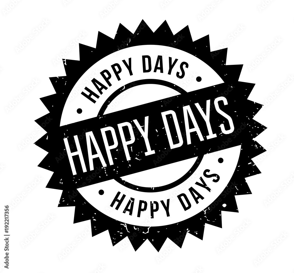 Happy Days rubber stamp. Grunge design with dust scratches. Effects can be easily removed for a clean, crisp look. Color is easily changed. Happy Days rubber stamp. Grunge design with dust scratches. Effects can be easily removed for a clean, crisp look. Color is easily changed.