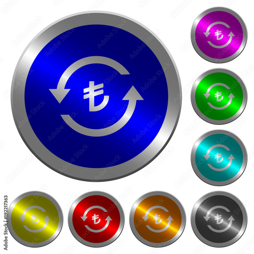 Turkish Lira pay back luminous coin-like round color buttons Turkish Lira pay back luminous coin-like round color buttons