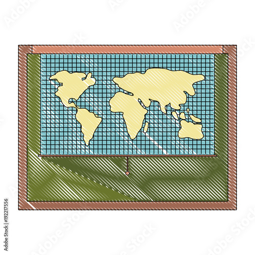world map roller in chalkboard vector illustration design