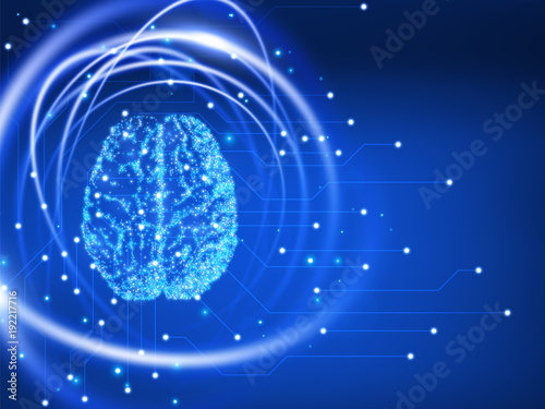 Human brain. Abstract technology background. Vector illustration
