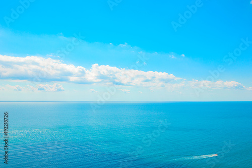 Beautiful summer sea landscape with powerboats at the resort in the turquoise waters