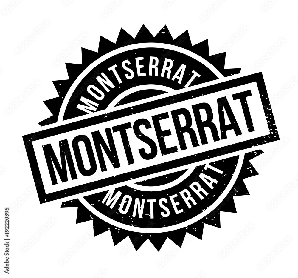 Montserrat rubber stamp. Grunge design with dust scratches. Effects can be easily removed for a clean, crisp look. Color is easily changed.
