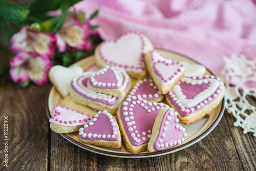 pink Valentine's heart shaped cookies