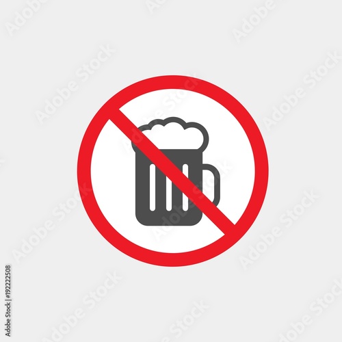 Prohibiting vector sign. Prohibiting flat vector icon. With beer prohibited sign. No beer