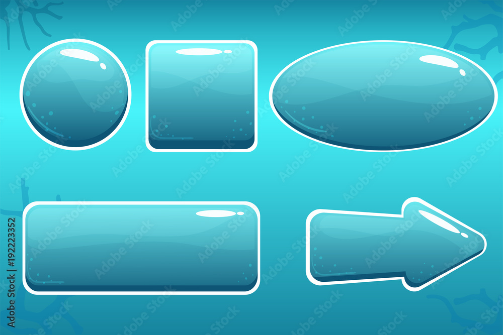 Cartoon Water Buttons for GUI Cartoon Water Buttons for GUI