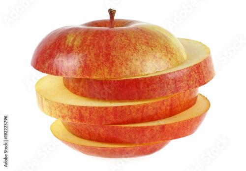 Red sliced apple isolated on a white background