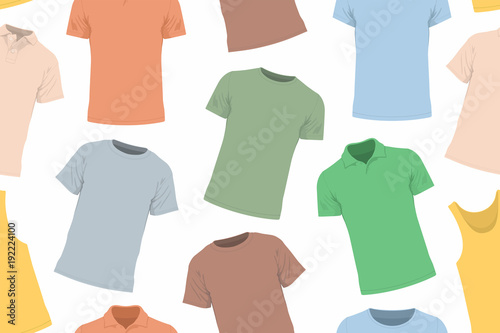 Seamless pattern of colorful t-shirts
