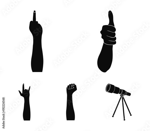 Sign Language black icons in set collection for design.Emotional part of communication vector symbol stock web illustration.