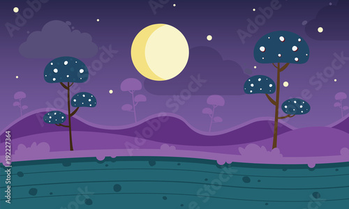 Game modern style background with mushroom night