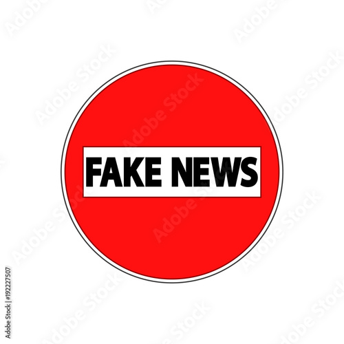 Icono plano FAKE NEWS en prohibido el paso photo