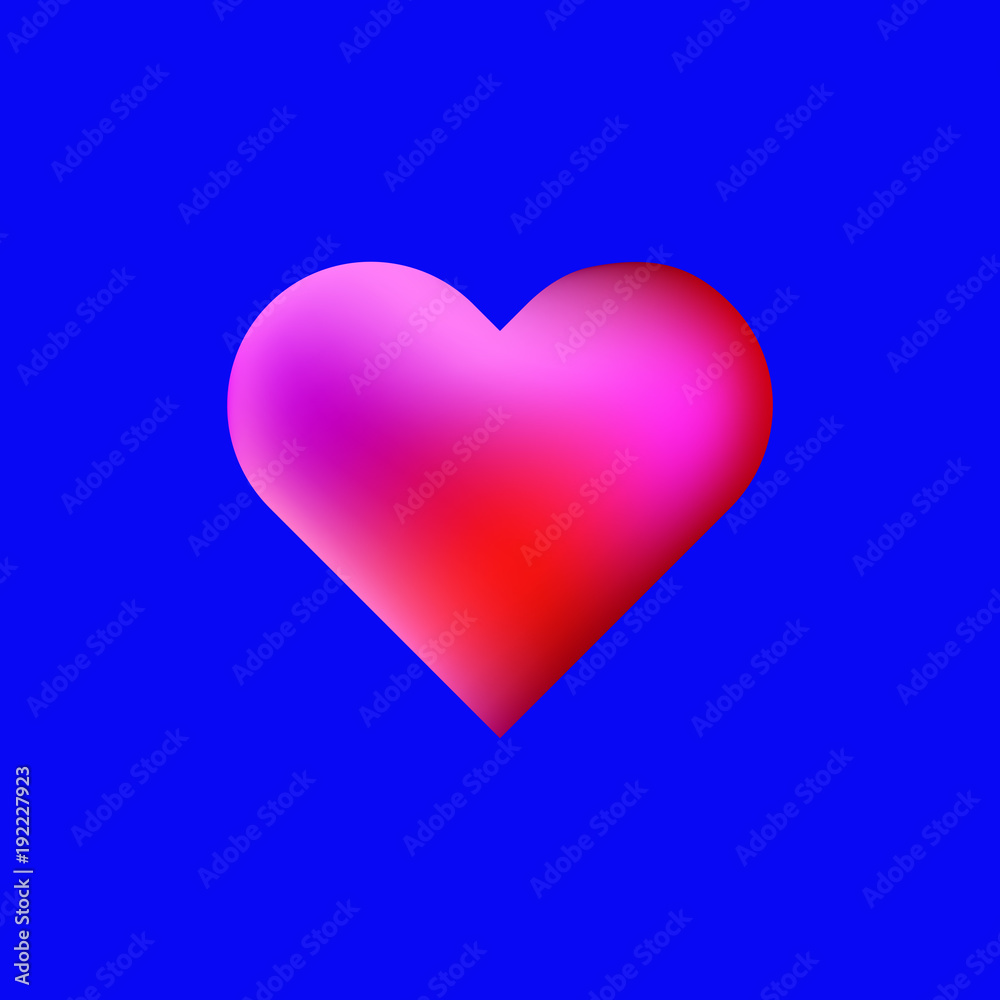 Red heart on the blue background