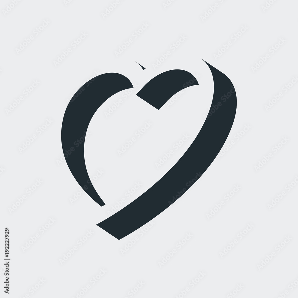 Icono plano corazon espacio negativo en fondo gris Icono plano corazon espacio negativo en fondo gris