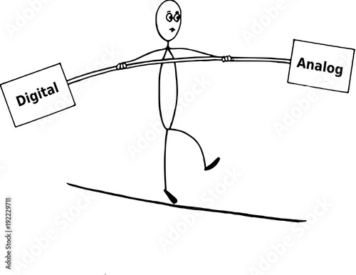 Balance zwischen digital und analog, Seiltänzer