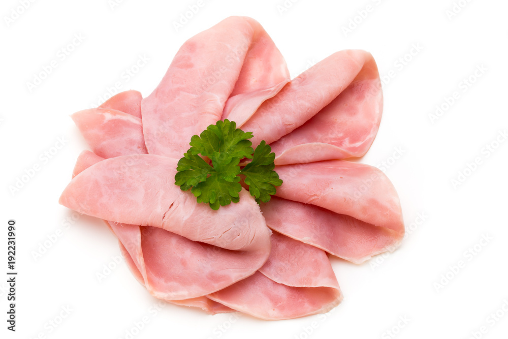 Sausage slices isolated on the white background. Sausage slices isolated on the white background.