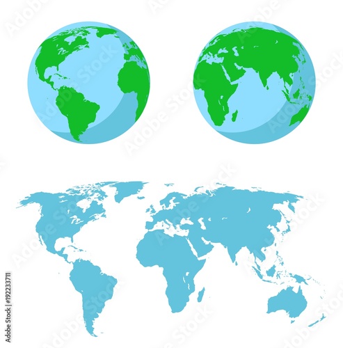 vector illustration set - map of the world  the two hemispheres