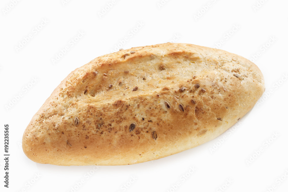 baked bread isolated on white background, top view baked bread isolated on white background, top view